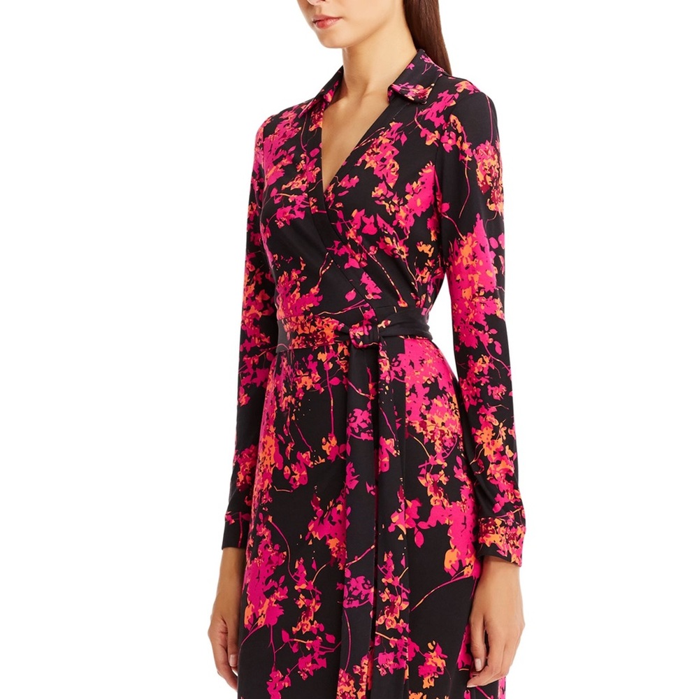 Diane Von Furstenberg Pink New Jeanne Two Silk Jersey Wrap Dress, Size 0